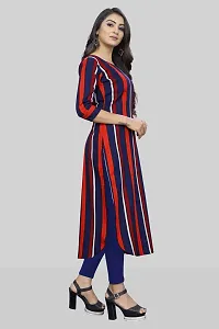 Tanvi Creation A-Line Red Striped Crepe Kurta-thumb2