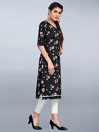 Tanvi Creation Straight Black Printed Crepe Kurta-thumb2