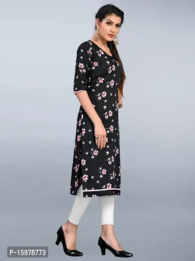 Tanvi Creation Straight Black Printed Crepe Kurta-thumb3