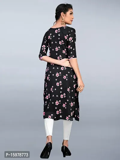 Tanvi Creation Straight Black Printed Crepe Kurta-thumb2