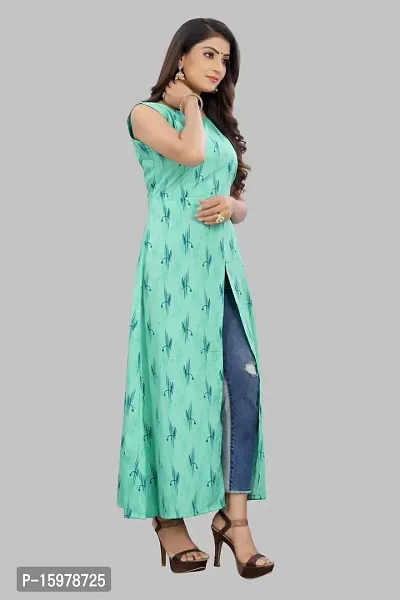 Tanvi Creation Maxi Kurta Green Printed Crepe Kurta-thumb3