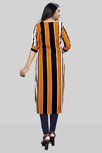 Tanvi Creation A-Line Yellow Striped Crepe Kurta-thumb1