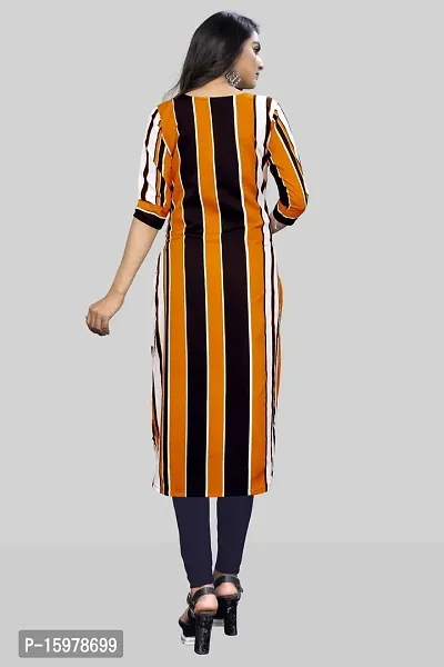 Tanvi Creation A-Line Yellow Striped Crepe Kurta-thumb2