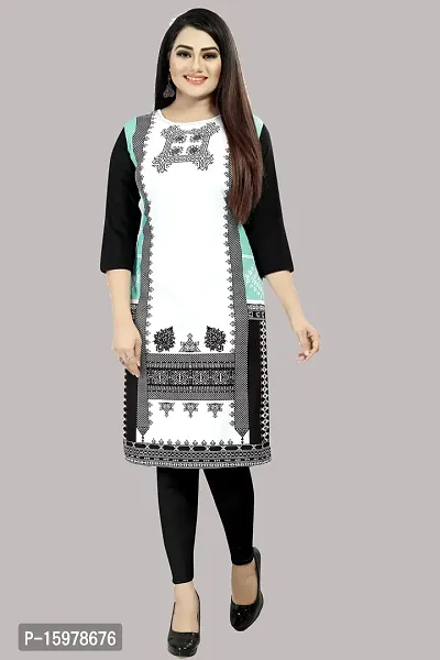 Tanvi Creation A-Line White Printed Crepe Kurta-thumb0