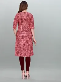 Tanvi Creation A-Line Red Striped Crepe Kurta-thumb1