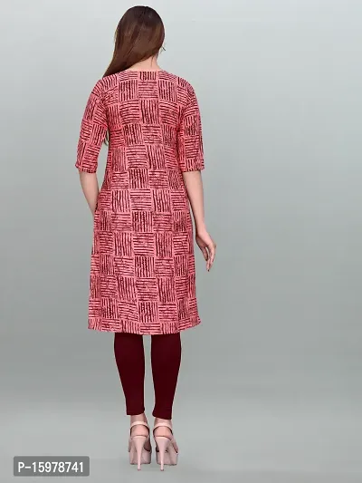 Tanvi Creation A-Line Red Striped Crepe Kurta-thumb2