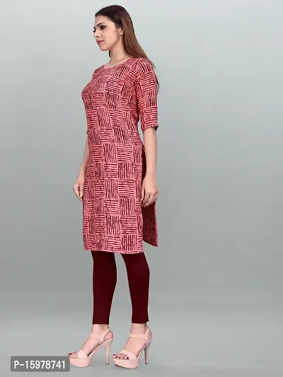 Tanvi Creation A-Line Red Striped Crepe Kurta-thumb4