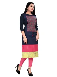 Tanvi Creation A-Line Blue Printed Crepe Kurta-thumb2