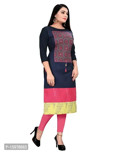 Tanvi Creation A-Line Blue Printed Crepe Kurta-thumb3