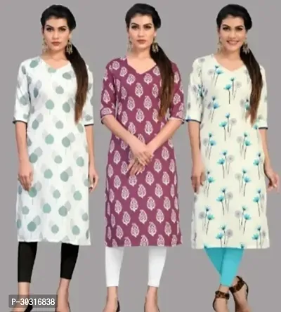 Fancy Crepe Printed Kurtas For Women Pack Of 3