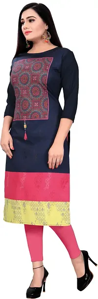 Tanvi Creation A-Line Blue Printed Crepe Kurta-thumb3