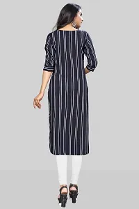 Tanvi Creation A-Line Black Striped Crepe Kurta-thumb1