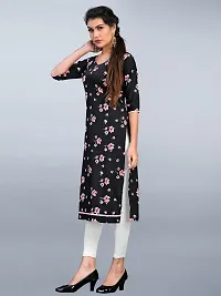 Tanvi Creation Straight Black Printed Crepe Kurta-thumb3