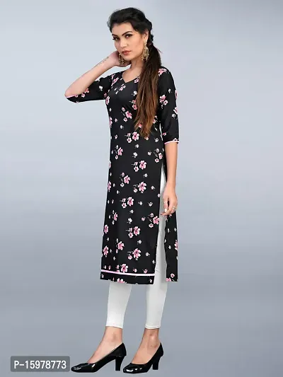 Tanvi Creation Straight Black Printed Crepe Kurta-thumb4