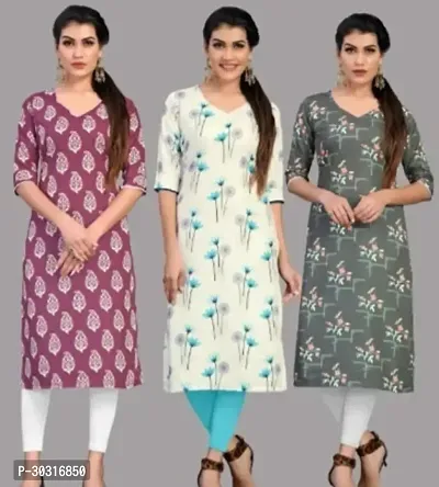 Fancy Crepe Printed Kurtas For Women Pack Of 3