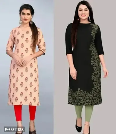 Fancy Crepe Printed Kurtas For Women Pack Of 2