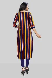 Tanvi Creation A-Line Yellow Striped Crepe Kurta-thumb1