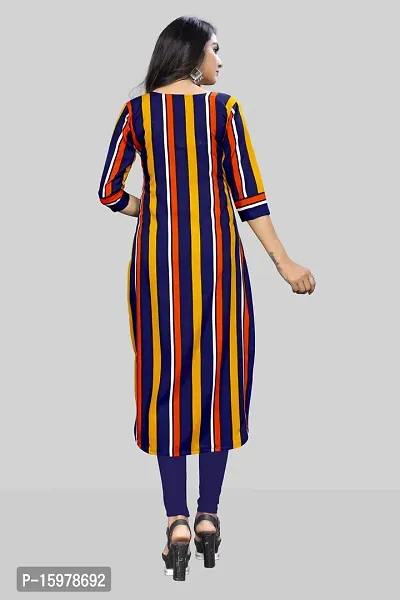 Tanvi Creation A-Line Yellow Striped Crepe Kurta-thumb2