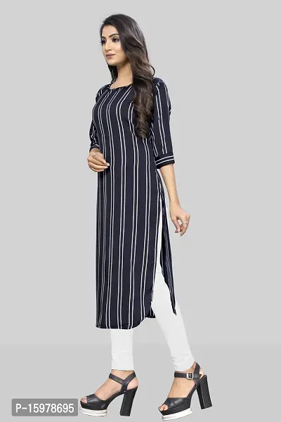 Tanvi Creation A-Line Black Striped Crepe Kurta-thumb4