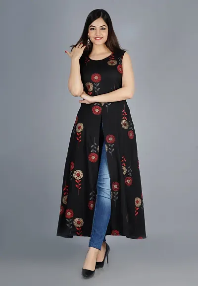 Stylish Crepe A-Line Kurta For Women