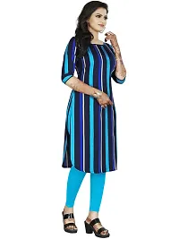 Tanvi Creation A-Line Blue Striped Crepe Kurta-thumb1