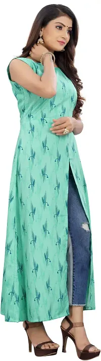 Tanvi Creation Maxi Kurta Green Printed Crepe Kurta-thumb2