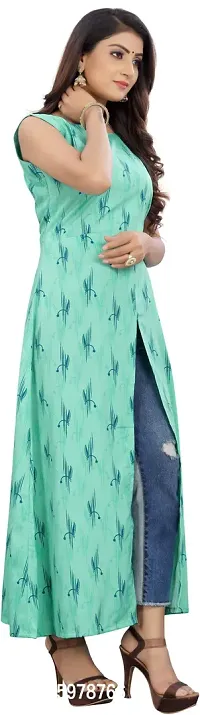 Tanvi Creation Maxi Kurta Green Printed Crepe Kurta-thumb3