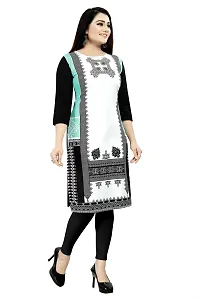 Tanvi Creation A-Line White Printed Crepe Kurta-thumb1