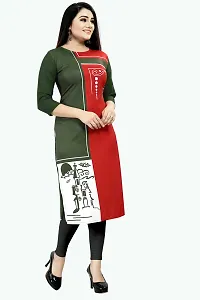 Tanvi Creation A-Line Red Printed Crepe Kurta-thumb1