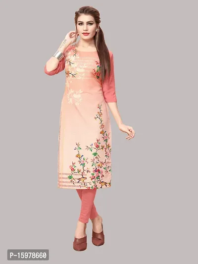 Tanvi Creation A-Line Pink Striped Crepe Kurta-thumb0