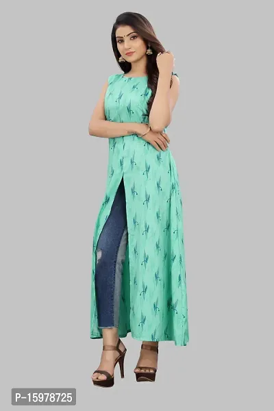 Tanvi Creation Maxi Kurta Green Printed Crepe Kurta-thumb5