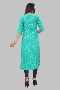 Tanvi Creation Straight Teal Printed Crepe Kurta-thumb1