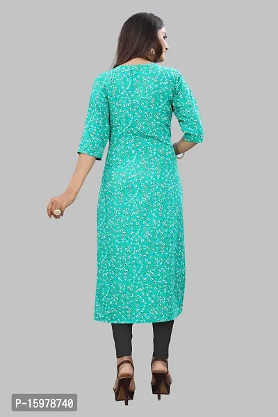 Tanvi Creation Straight Teal Printed Crepe Kurta-thumb2