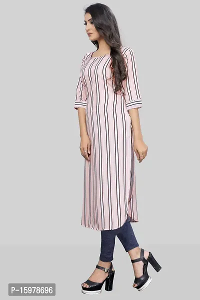 Tanvi Creation A-Line Pink Striped Crepe Kurta-thumb4