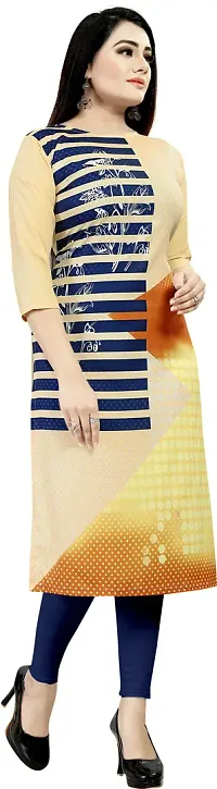 Tanvi Creation A-Line Beige Printed Crepe Kurta-thumb1