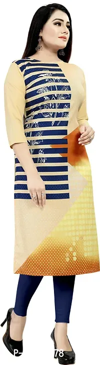 Tanvi Creation A-Line Beige Printed Crepe Kurta-thumb2