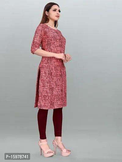 Tanvi Creation A-Line Red Striped Crepe Kurta-thumb3