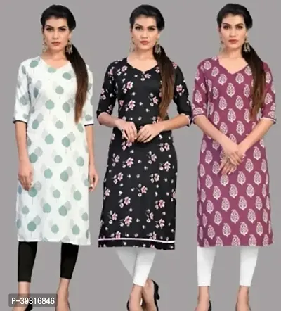 Fancy Crepe Printed Kurtas For Women Pack Of 3