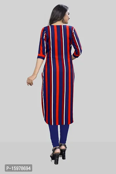 Tanvi Creation A-Line Red Striped Crepe Kurta-thumb2