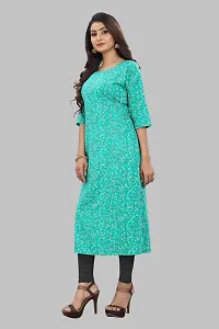 Tanvi Creation Straight Teal Printed Crepe Kurta-thumb3