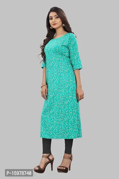 Tanvi Creation Straight Teal Printed Crepe Kurta-thumb4