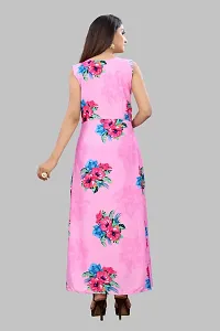 Tanvi Creation Maxi Kurta Pink Printed Crepe Kurta-thumb1