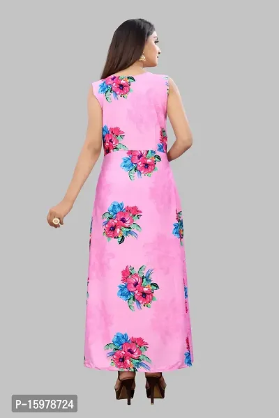 Tanvi Creation Maxi Kurta Pink Printed Crepe Kurta-thumb2