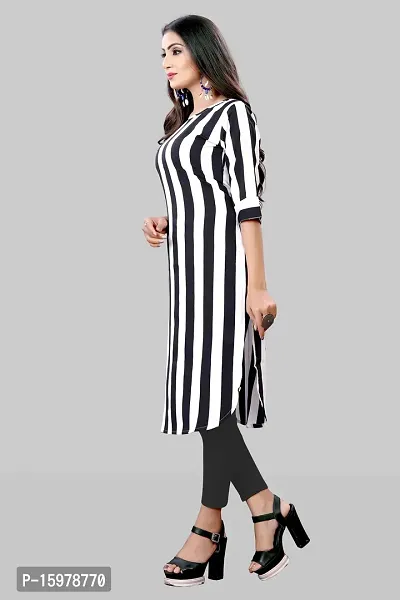 Tanvi Creation A-Line White Striped Crepe Kurta-thumb5