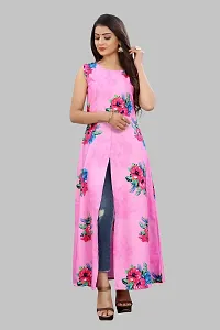 Tanvi Creation Maxi Kurta Pink Printed Crepe Kurta-thumb4