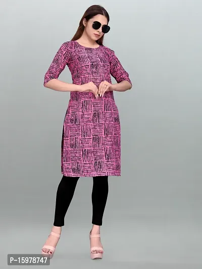 Tanvi Creation A-Line Pink Striped Crepe Kurta-thumb0