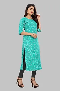 Tanvi Creation Straight Teal Printed Crepe Kurta-thumb2