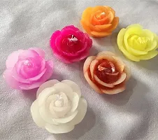Flower Candles, Pure Wax Candles, Smokeless, Home Decor Item , Diwali Special, (Pack of 4)-thumb1
