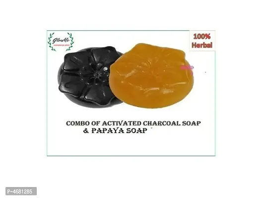 GlowMe Homemade Activated Charcoal   Papaya Soaps , Pack of 3-thumb0