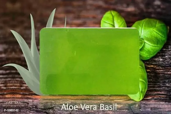 GlowMe Homemade Activated Aleo Vera Basil Soaps , Pack of 2-thumb0